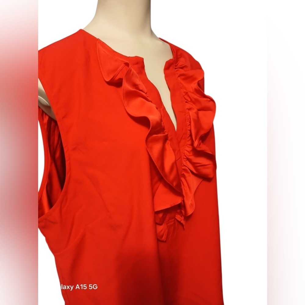 J. Crew Vibrant Red Ruffled Blouse - Picture 8 of 9